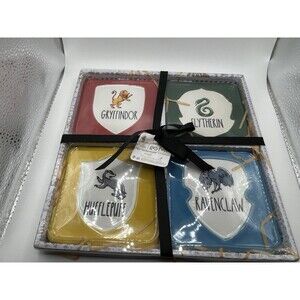 Rae Dunn HARRY POTTER COASTERS Set Gryffindor Slytherin Hufflepuff Ravenclaw NEW
